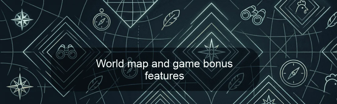 World map and game bonus features World map and game bonus features